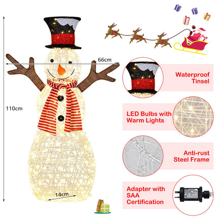 1.1M Christmas Snowman Light LED Light 3D Xmas Home Outdoor Yard Holiday Décor