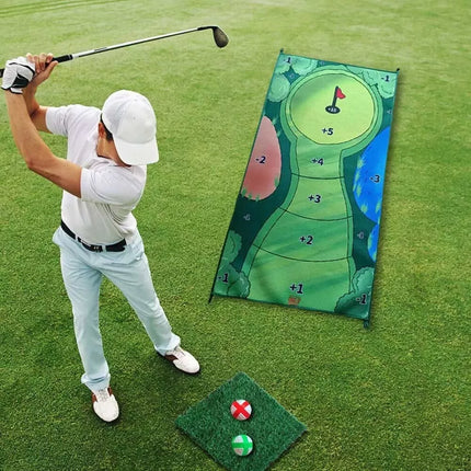 Casual Golf Game Mat Set Chipping Games With 20 Grip Balls Family Home Indoor