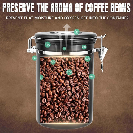 1.8L Coffee Canister Airtight Coffee Storage Jar Vacuum Storage Bean Container
