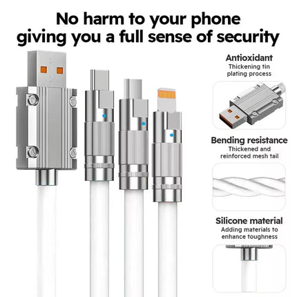 White 3 IN 1 120W Fast Charging Cable Charger USB Type C iPhone Samsung Durable Au