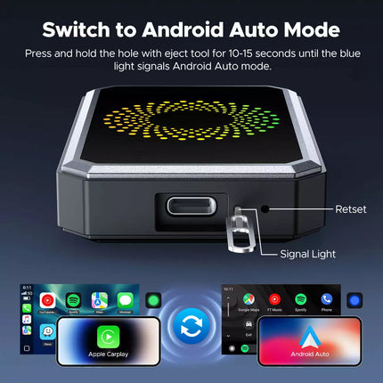 3 in 1 Wireless Carplay AI box Android Auto Adapter Converter w/Netflix YouTube