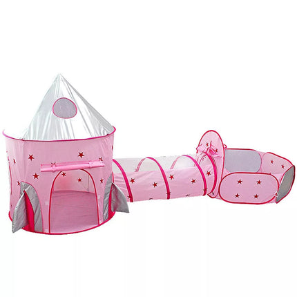 3 In 1 Play Tent Kids Toddlers Crawl Tunnel Pop Up Playhouse Ball Pit Play Tent Pink