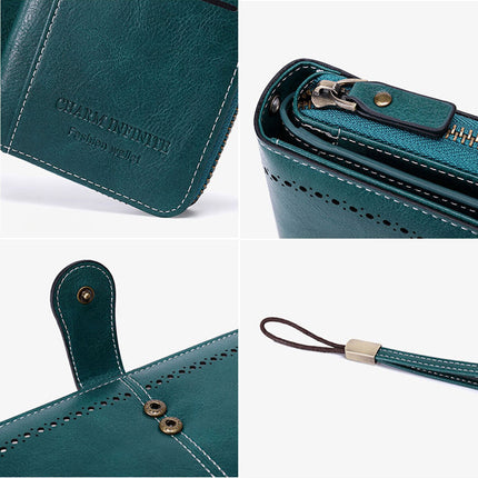 Women Leather Zipper Wallet Lady Long Purse Card Holder Coin Case Handbag Clutch