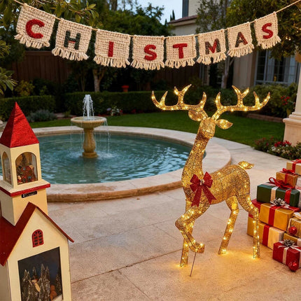 6ft Christmas Decoration Reindeer LED Lights Light up Solar Iron Frame Door De