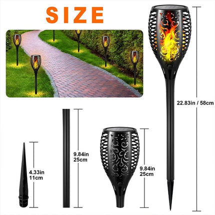 4 Pcs Outdoor Solar Flame Lights Fire LED Torch Garden Halloween Decorations Light