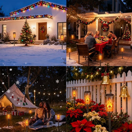2Pcs Christmas Decoration Outdoor Solar Lights Torch Light Flickering Flame Pathway