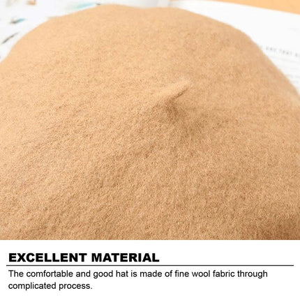 Khaki Unisex Beanie Lady Wool French Beret Hat Cap Winter Warm Iron Ring Design Rock