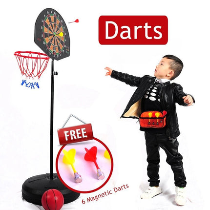 2 in 1 Kids Basketball Hoop Darts Dartboard Game Set Indoor Outdoor Sports Toys