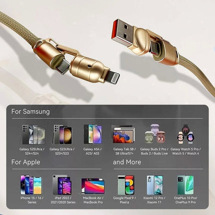 Gold Phone Lanyard With Fast Charging Cable Crossbody 240w Type c iPhone Samsung