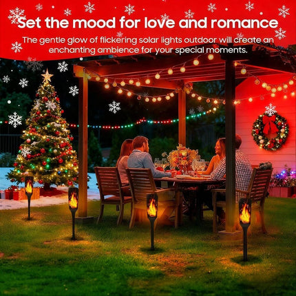2 Packs Christmas Decoration Outdoor Solar Lights Torch Light Flickering Flame Pathway