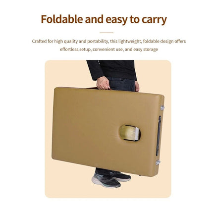 Champagne Beige Portable Folding Massage Table Bed Beauty Acupuncture Spa Chair Adjustable 180cm
