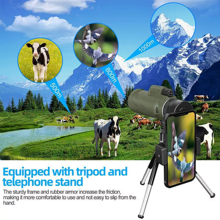 HD 80x100 Monocular Telescope Binoculars Night Vison Hiking w/Tripod for Camping