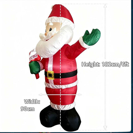 6FT Inflatable Christmas Santa White LED Lights Garden Merry Outdoor Indoor