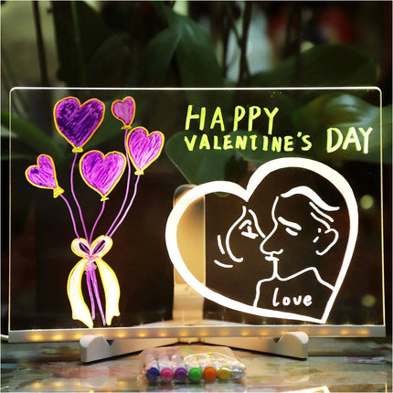 30*20CM LED Note Board With Colors Acrylic Dry Erase Board With Light