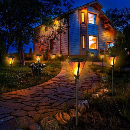 2Pcs Halloween Decoration Solar Outdoor Torch Lights Flickering Garden Light