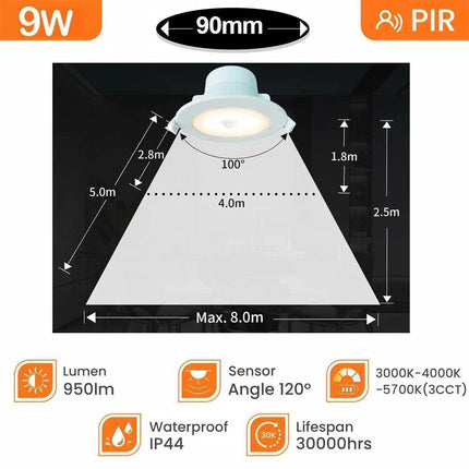 IC-4 Rated LED Downlight 9W 3CCT Adjustable Ceiling Light 9cm Cut out