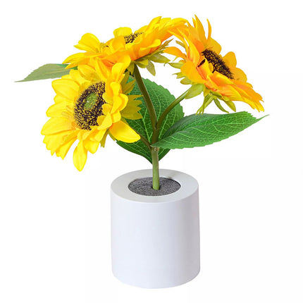3 Head LED Sunflower Night Light Home Decorative Flower Lamp Rechargeable Bedside Light