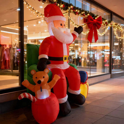 7.5ft Inflatable Santa Claus on Sofa with Gift Box Built-in LED Lights Christmas
