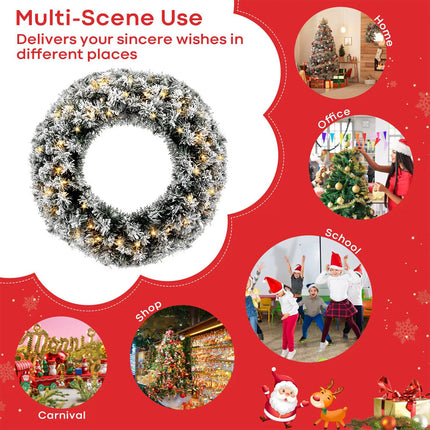 60CM Christmas Garland Wreath Xmas Hanging Decoration LED Lights Window Wall