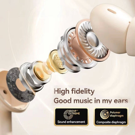 Cream White Sweatproof Wireless Bluetooth Earphones Headphones Sport Gym Earbuds with Mic