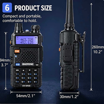 8w LCD Long Range UHF / VHF with Headsets Handheld Two Way Radio Walkie Talkie