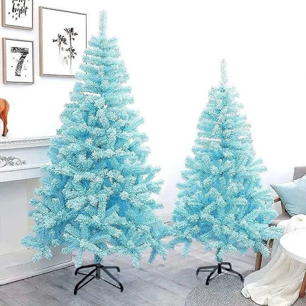 2.1m/1.8m/1.5m Flocked Christmas Tree Xmas Trees Decorations Blue With LED Light