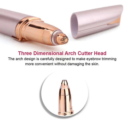 Rose Gold Eyebrow Trimmer Electric Facial Hair Remover Finishing LED Rechargeable Light