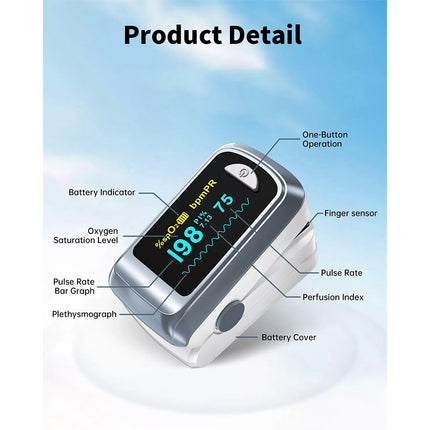 FingerTip Oximeter Bluetooth Heart Rate Blood Oxygen Saturation Monitor with App