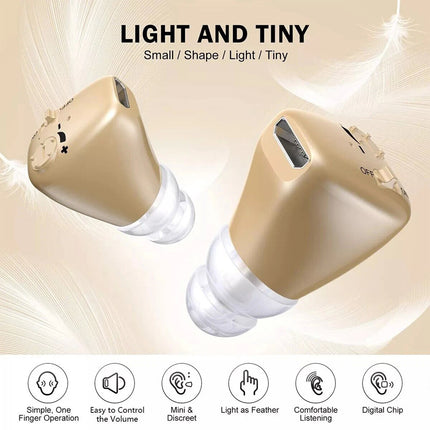 2Packs of Digital Invisible Hearing Aid In-Ear Enhancer Sound Voice Amplifier