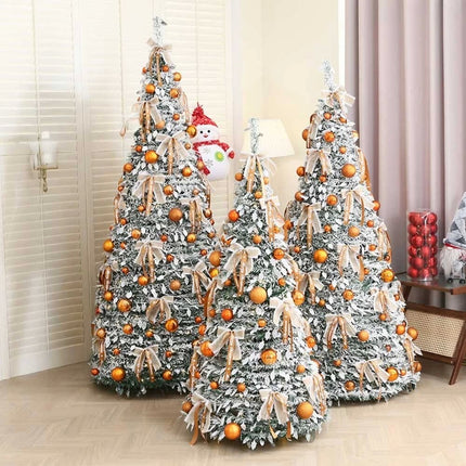 Pre-Decorated Christmas Tree Foldable Holiday Decoration With LED lights Xmas
