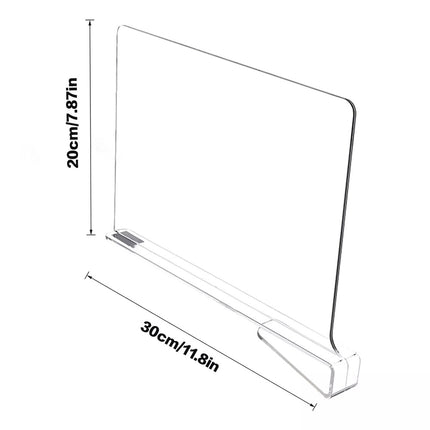 4Pcs Clear Acrylic Closet Shelf Bookcase Divider Baffle Separator Panel