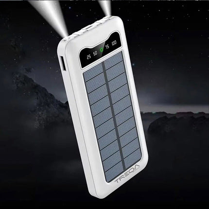 White 10000mAh Power Bank Portable Charger Built-in Cables LED Display Powerbank Solar