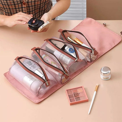 Large Capacity Travel Cosmetic Bag Organizer Makeup with Brushes Slots Dividers