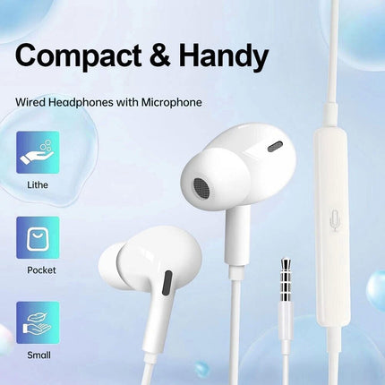 3.5mm Audio Jack Headphones Wired Earphones Volume Control & Microphone Cable