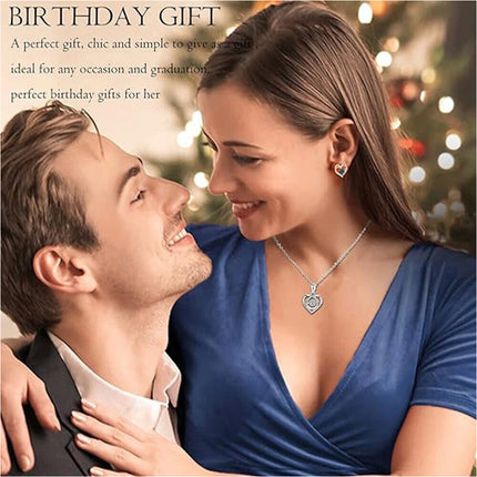 Crystal Silver Love Heart Necklace Chain Pendant Women Jewelry