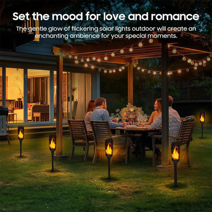 4 Packs Halloween Decoration Outdoor Solar Lights Torch Light Flickering Flame Pathway