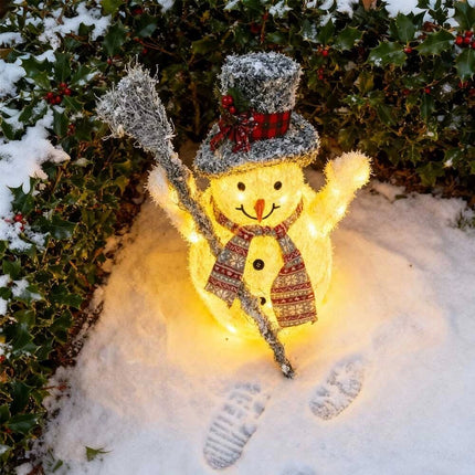 Solar powered Christmas Decoration Lights Snowman Metal Frame LED Light Iron 65cm