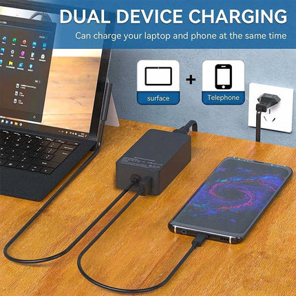 65W Microsoft Surface Charger Pro 11 10 Power Adapter Laptop Go Tablet Cable
