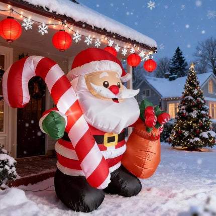6Ft Inflatable Christmas Cute Fat Santa Claus With LED lights decoration Xmas