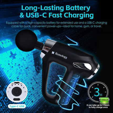 Massage Gun 4 Heads 6 Speeds Vibration Massager Muscle Tissue Percussion Relief