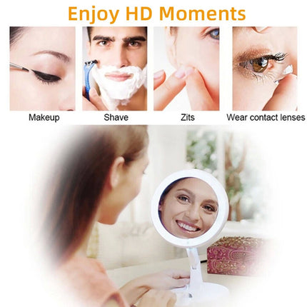 10X Magnifying Makeup Cosmetic Beauty Bathroom Mirror & LED Light 360° Rotation