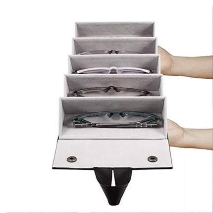Black 5 Slot Eyeglasses Holder Storage Box Sunglasses Case Glasses Organizer