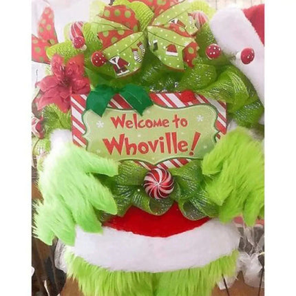 Christmas Grinch Outdoor Wreath Hanging Decor Party Supplies Props Ornament