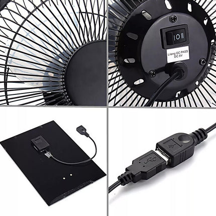 5W Solar Panel Powered Mini Portable USB Fan Cooling Ventilation Home Camping
