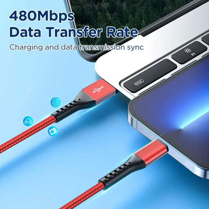 Red MFi Certified USB Charging Type-C Lightning Cable For Apple iPhone 14 13