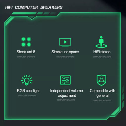 Wired PC Speakers LED Computer Stereo Speaker USB Powered for Desktop PC Laptop