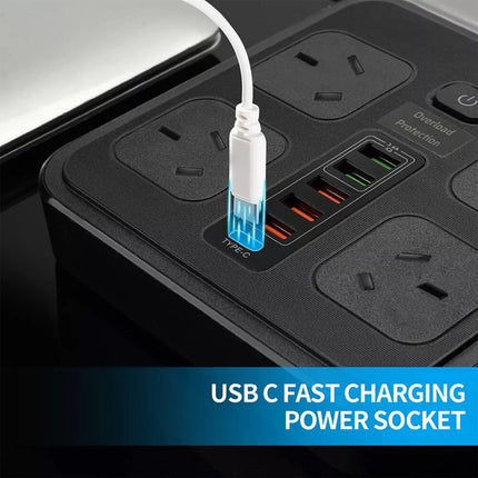 Surge Protector Power Board 4 Outlets USB A C Port Individual Switch Power Strip