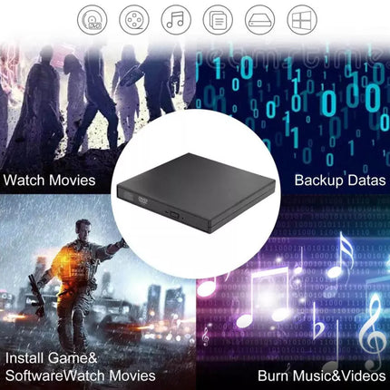 Portable Slim USB 2.0 External DVD Drive Reader Disc For Windows Laptop Burner