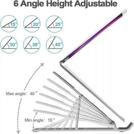 Pink Durable Plastic Ergonomic Portable Adjustable Laptop Stand Foldable Desktop Tripod Tray Holder