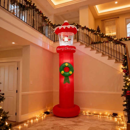 Christmas Inflatables Outdoor Decorations Magical Snow Blowing Door Lighthouse